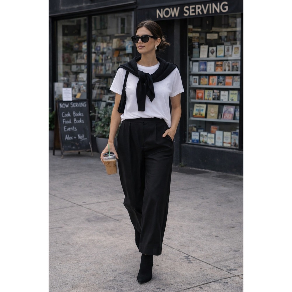 The Row Wide Leg Trousers Womens XS Black Triacetate Made in Italy Minimalist